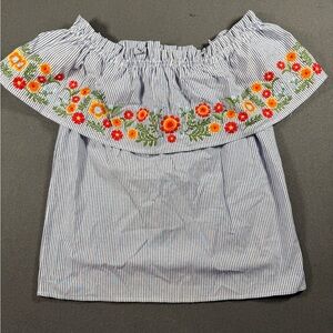 Miss Me - Off the shoulder Floral Stitch Top - Large